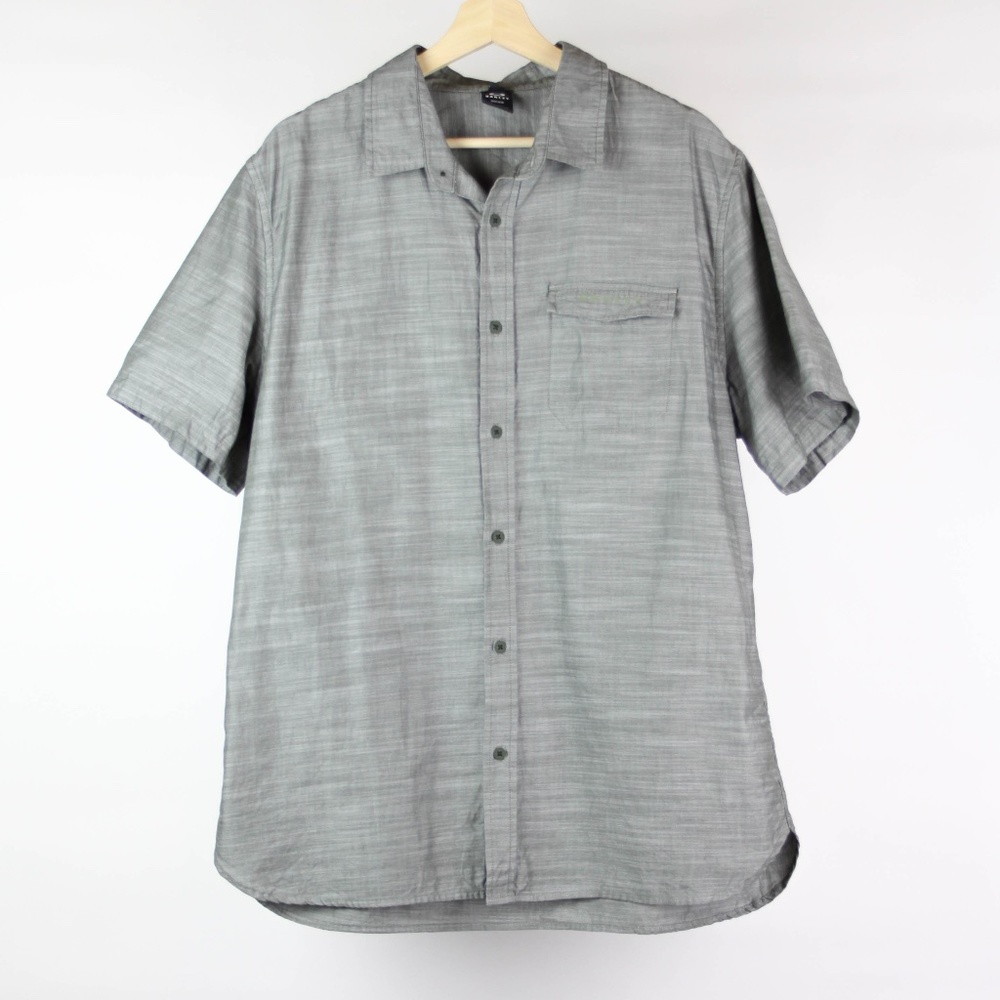 Oakley Mens Shirt Button Front Short Sleeve Size XL Gray